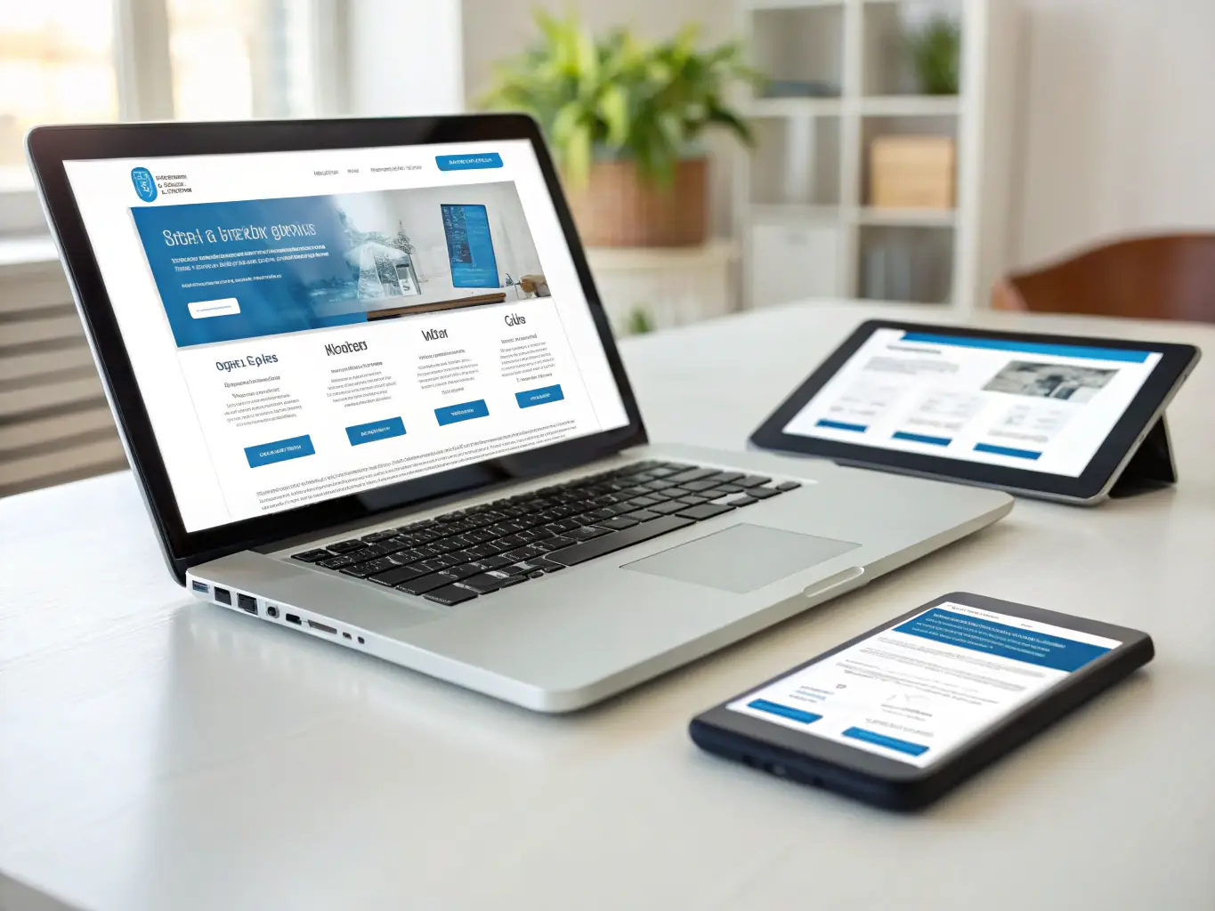 A clean and intuitive website interface displayed on various devices, highlighting the ease of use and mobile optimization of Neural Web's services.