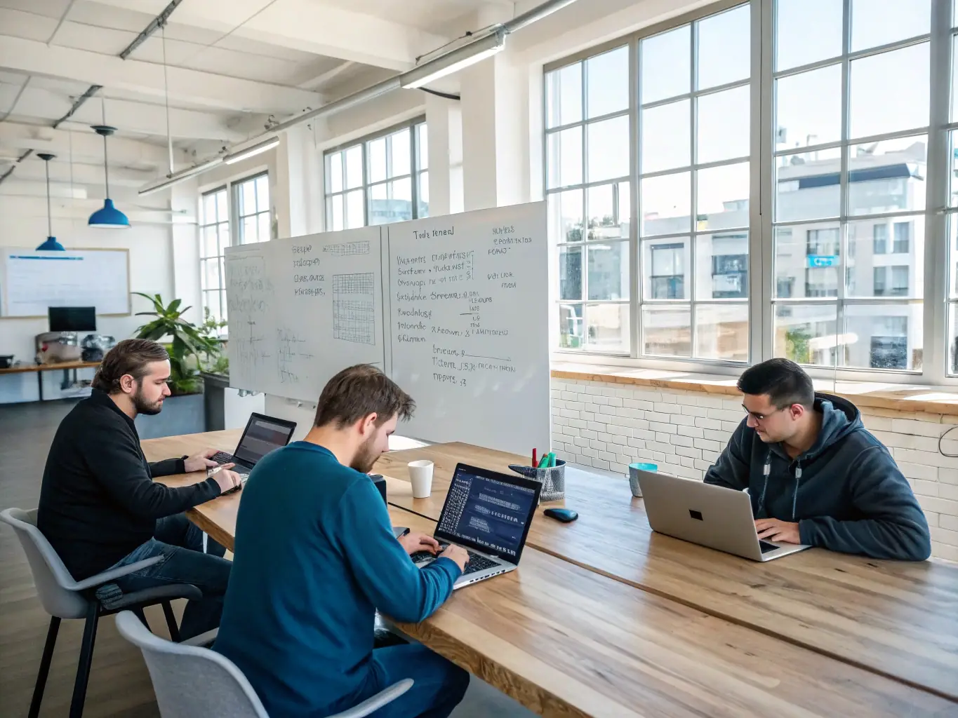 A high-resolution image showcasing a website design process, with designers collaborating on a wireframe, highlighting the customization aspect of Neural Web's services.